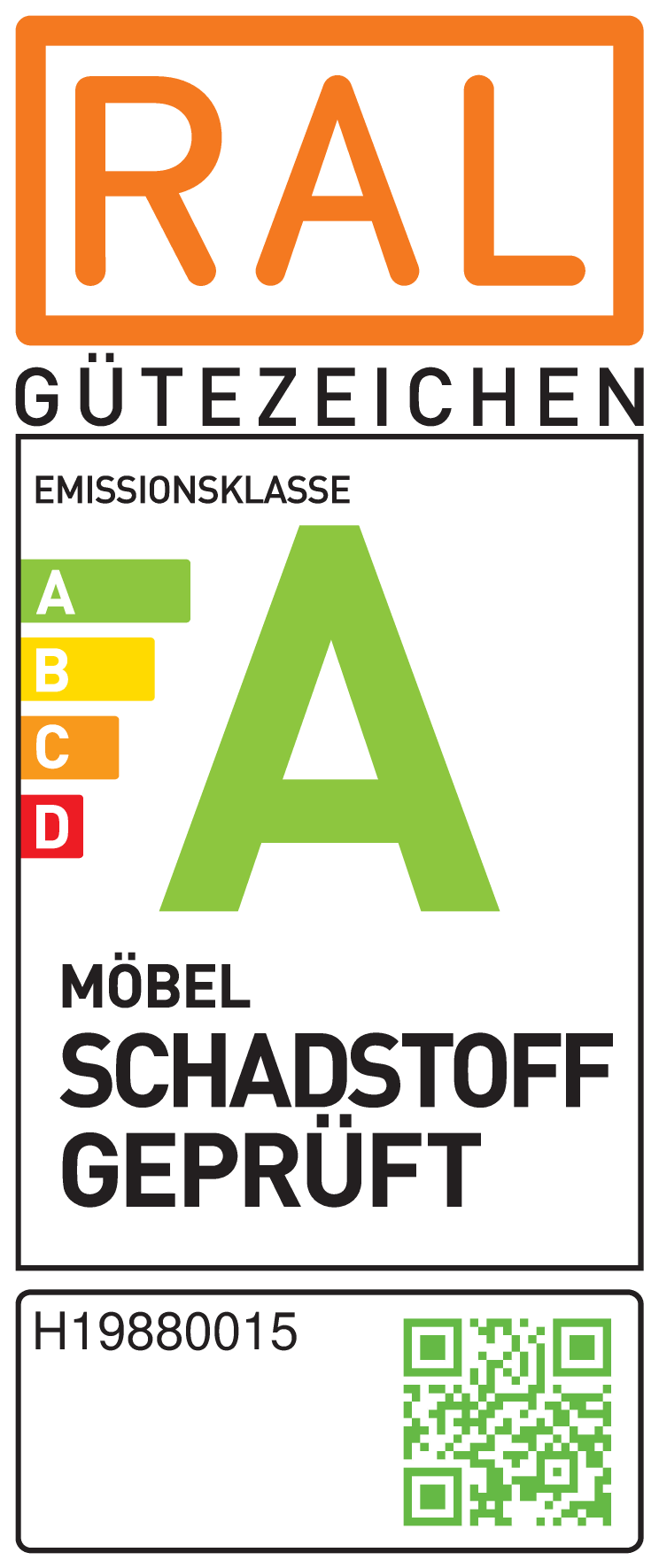 RAL Gütezeichen Möbel schadstoffgeprüft – Emissionsklasse A